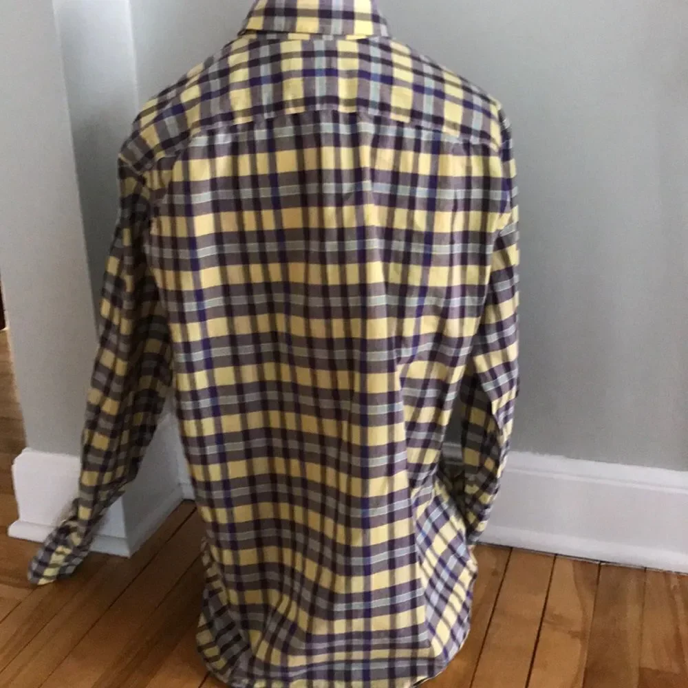 J. Crew purple/yellow/blue button down shirt, Med